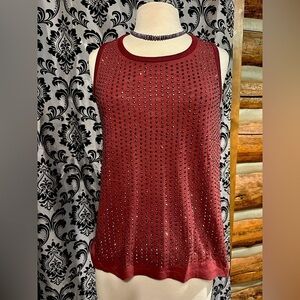 bobi Los Angeles Maroon Metallic Studded Cotton Tank